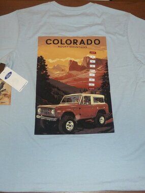 Ford Bronco Licensed Mens Size Large Buckhorn River T Shirt Colorado Mountains